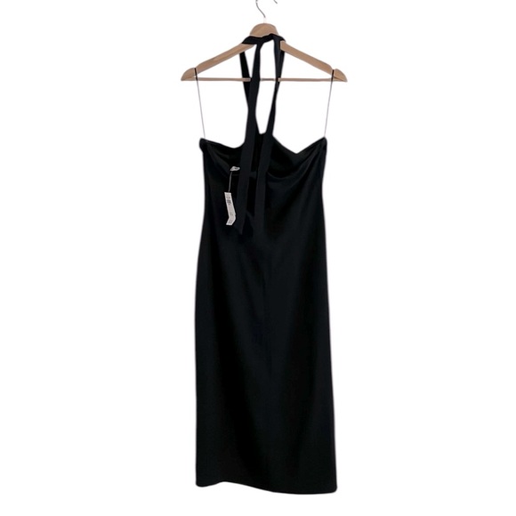 Abercrombie & Fitch Knot‎ Front Halter Midi Dress Women’s Size Medium Black - Picture 4 of 10